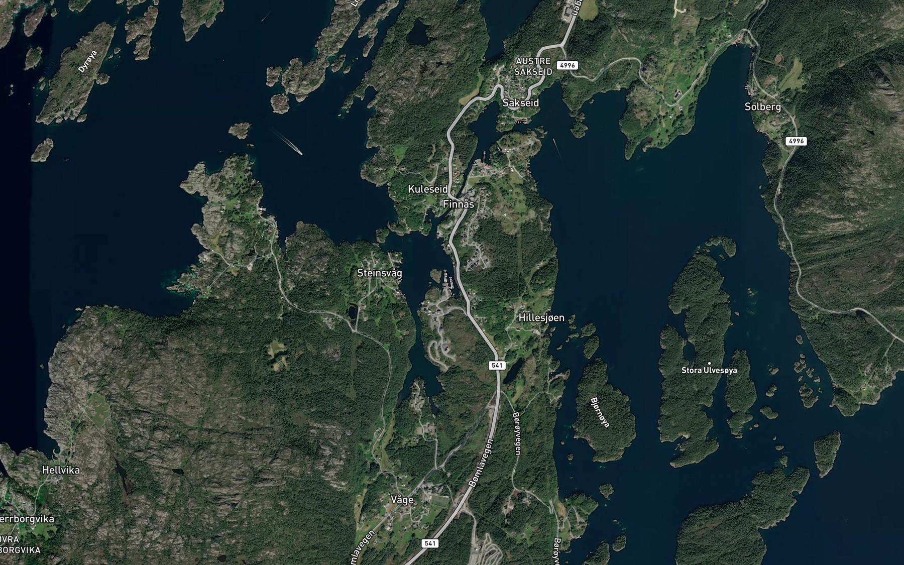 Satellite map of the Vestre Hillesjoen