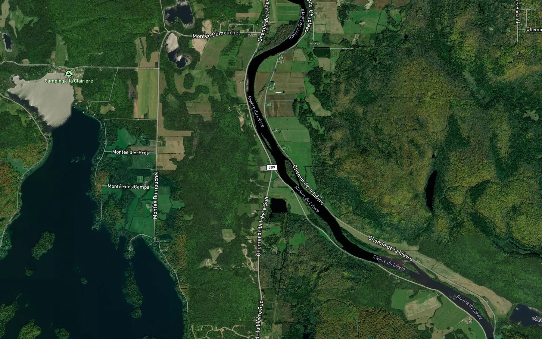 Satellite map of the Cours d'eau du Lac a Boyer