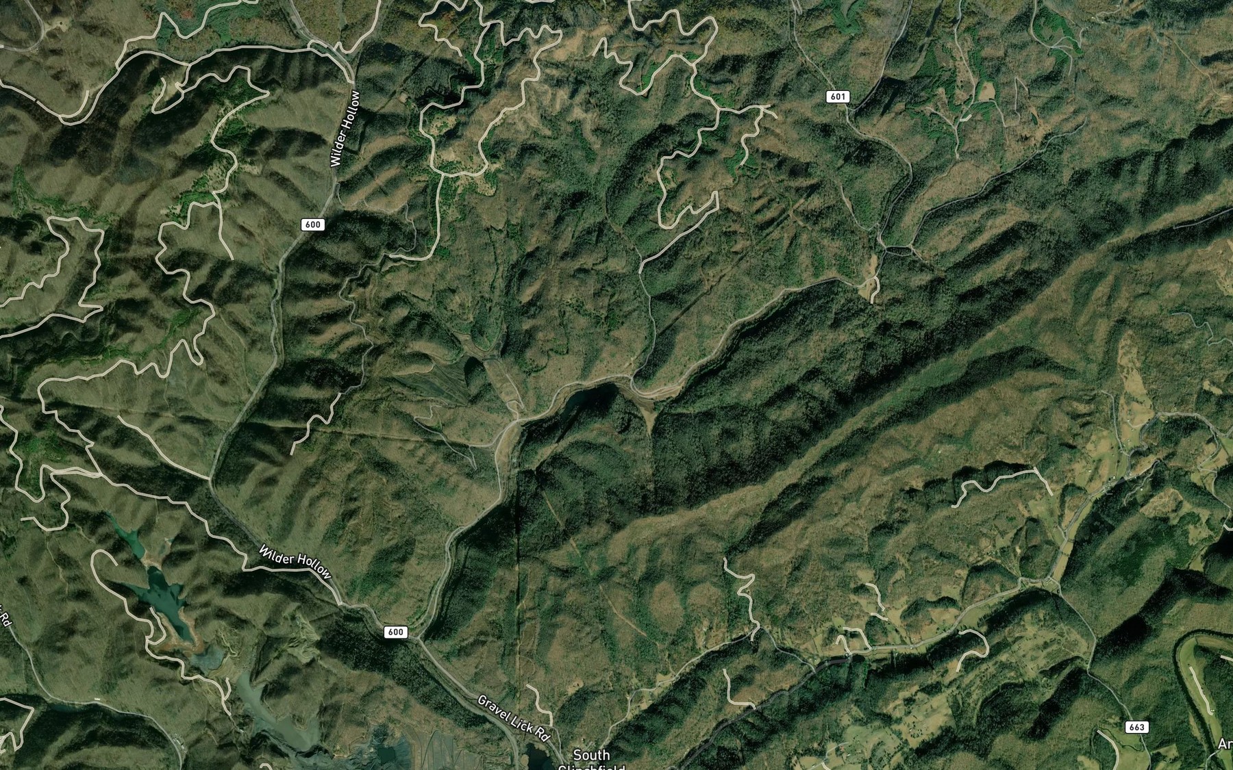 Satellite map of the Laurel Branch