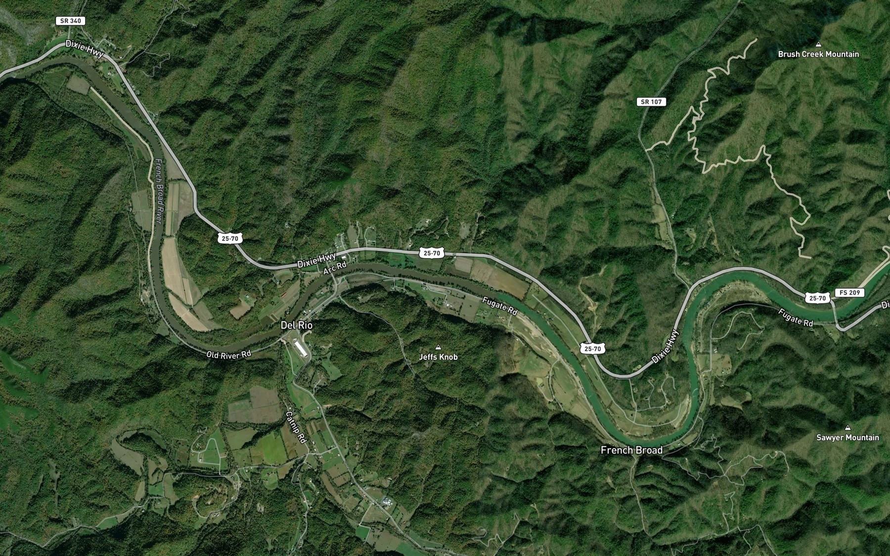 Satellite map of the Laurel Branch