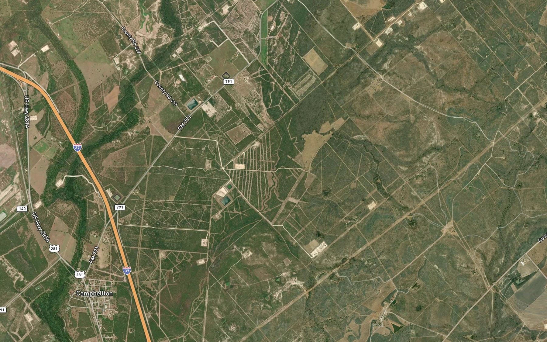 Satellite map of the Logan Creek