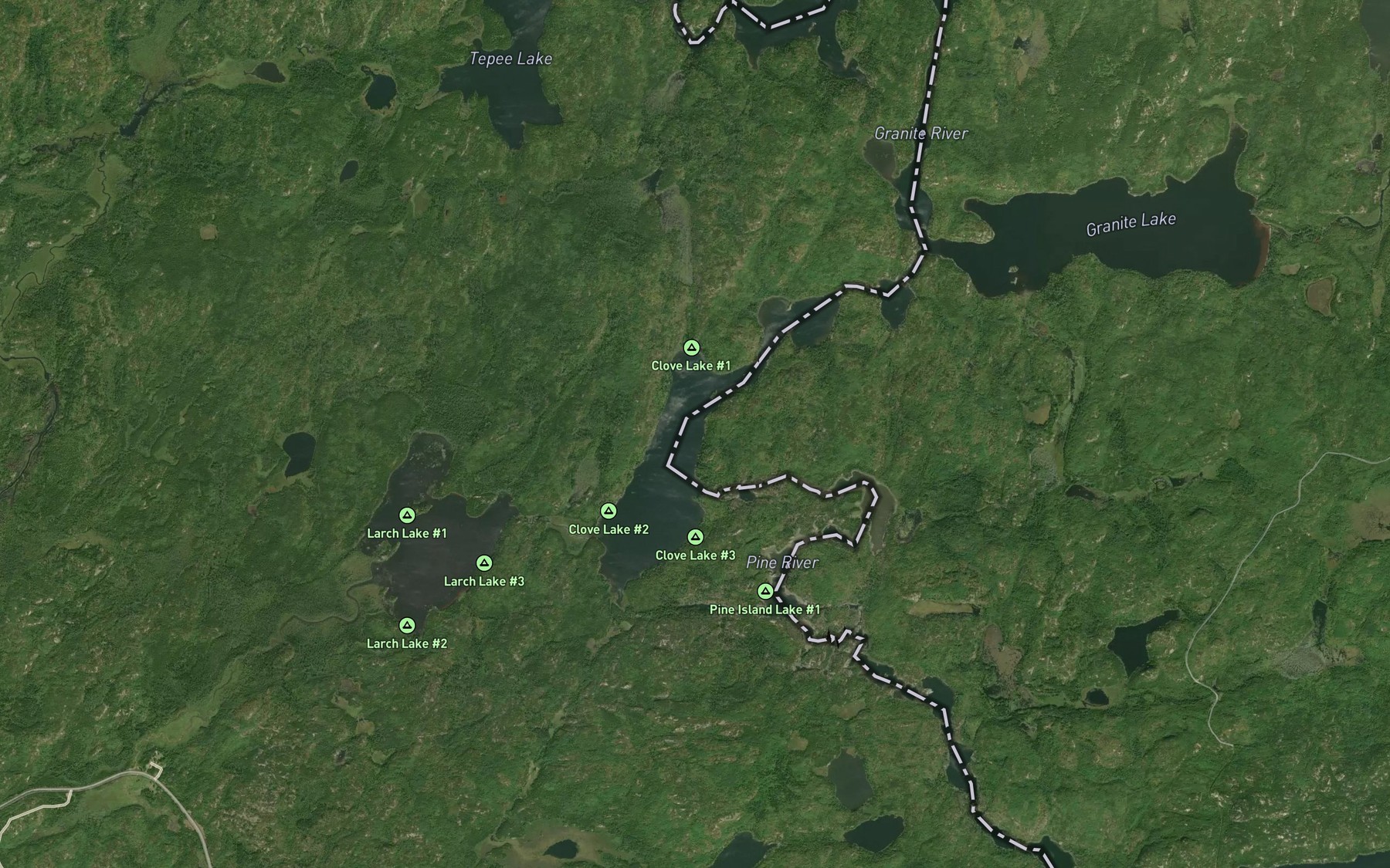 Satellite map of the Clove Lake