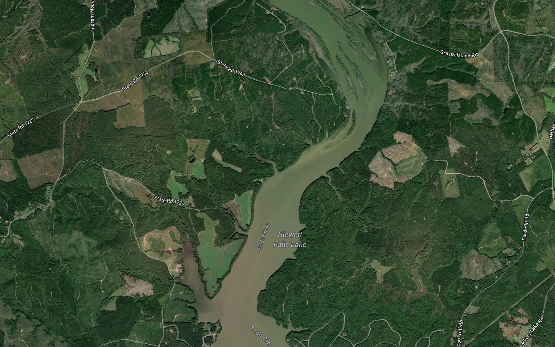 Satellite map of the Reeder Branch