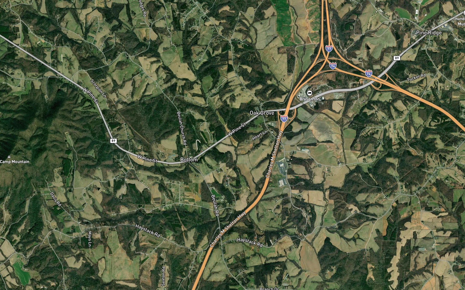 Satellite map of the Wood Fork