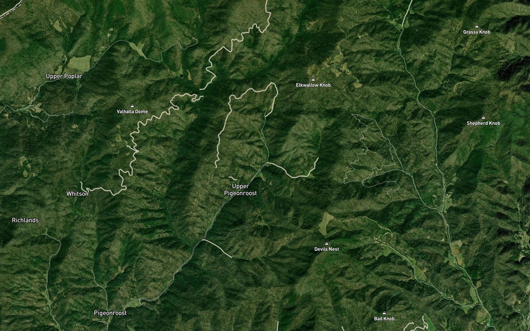 Satellite map of the Leathermans Fork