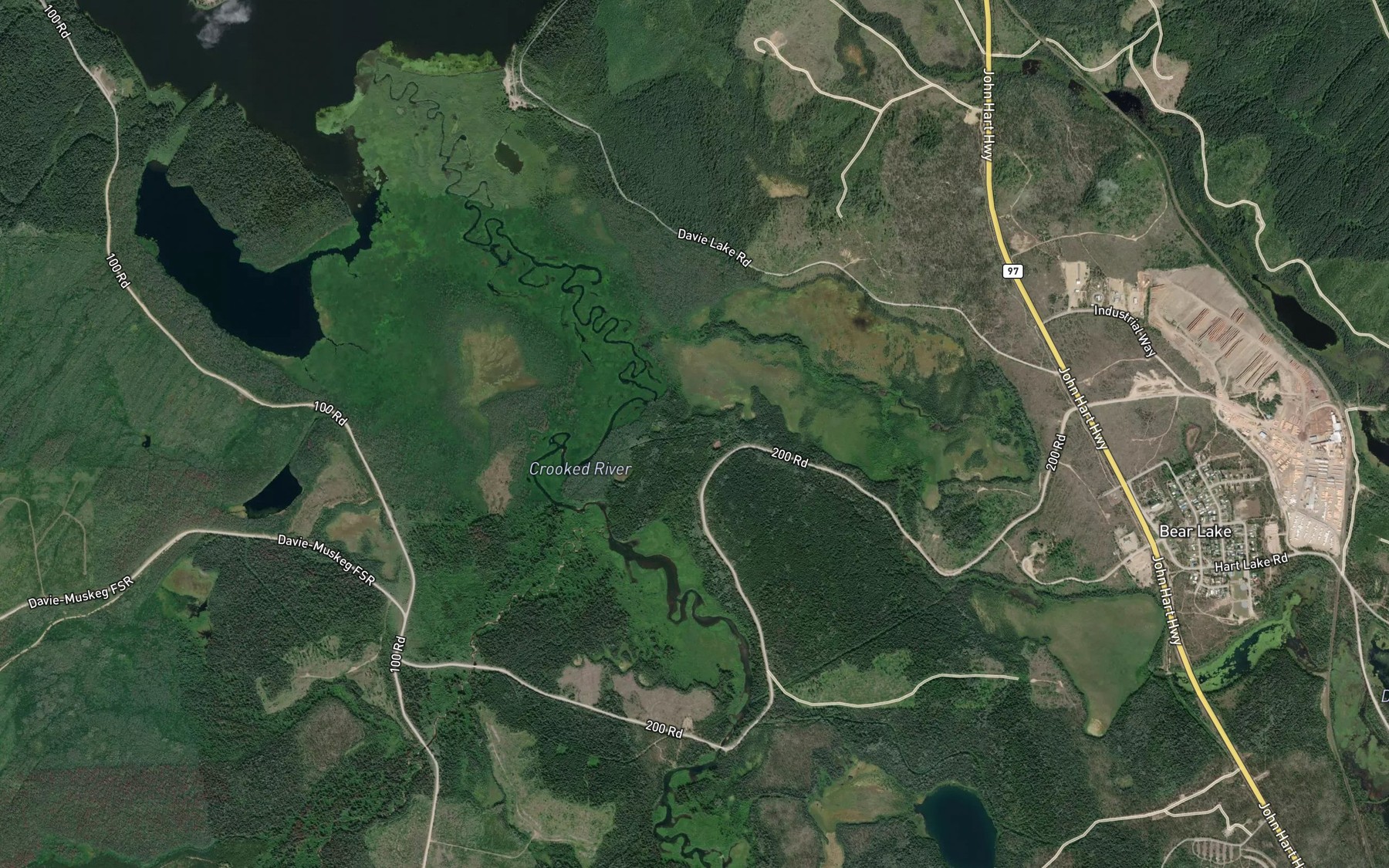 Satellite map of the Caine Creek