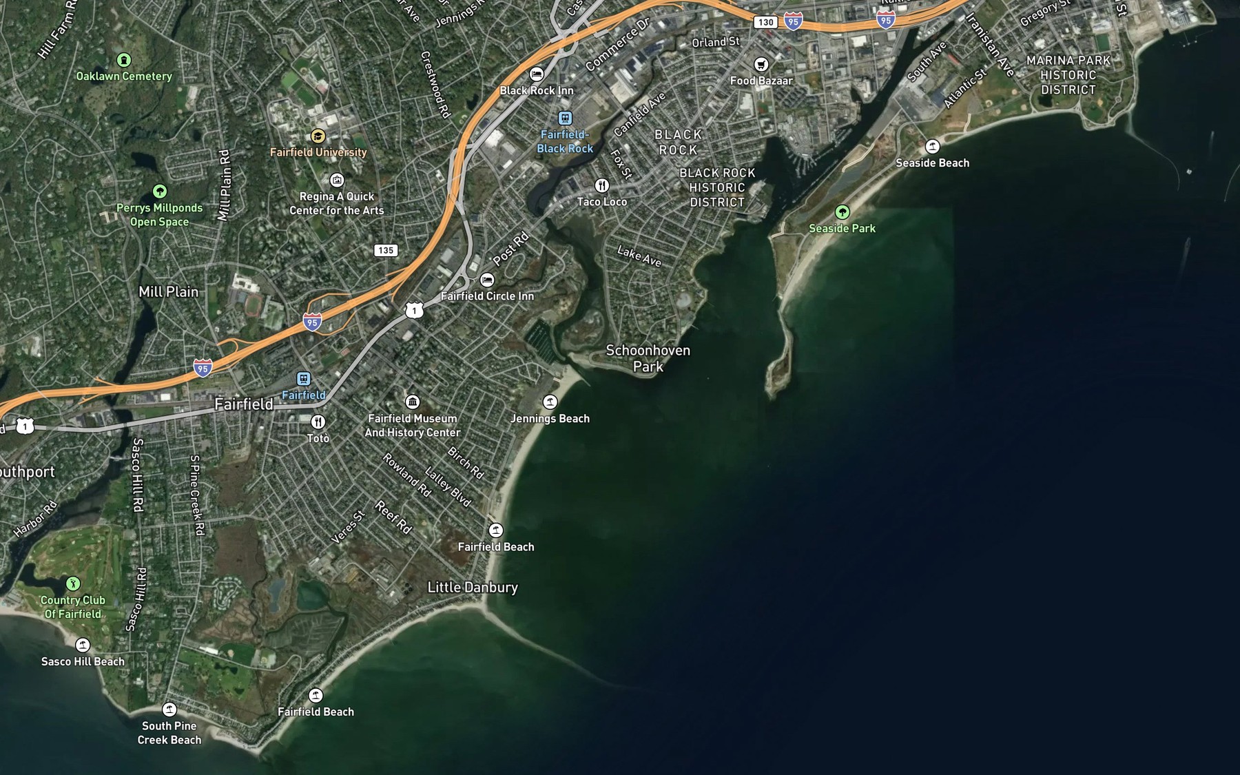 Satellite map of the Rooster River