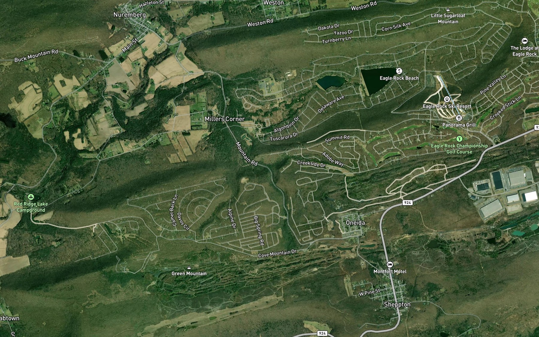 Satellite map of the Little Tomhicken Creek