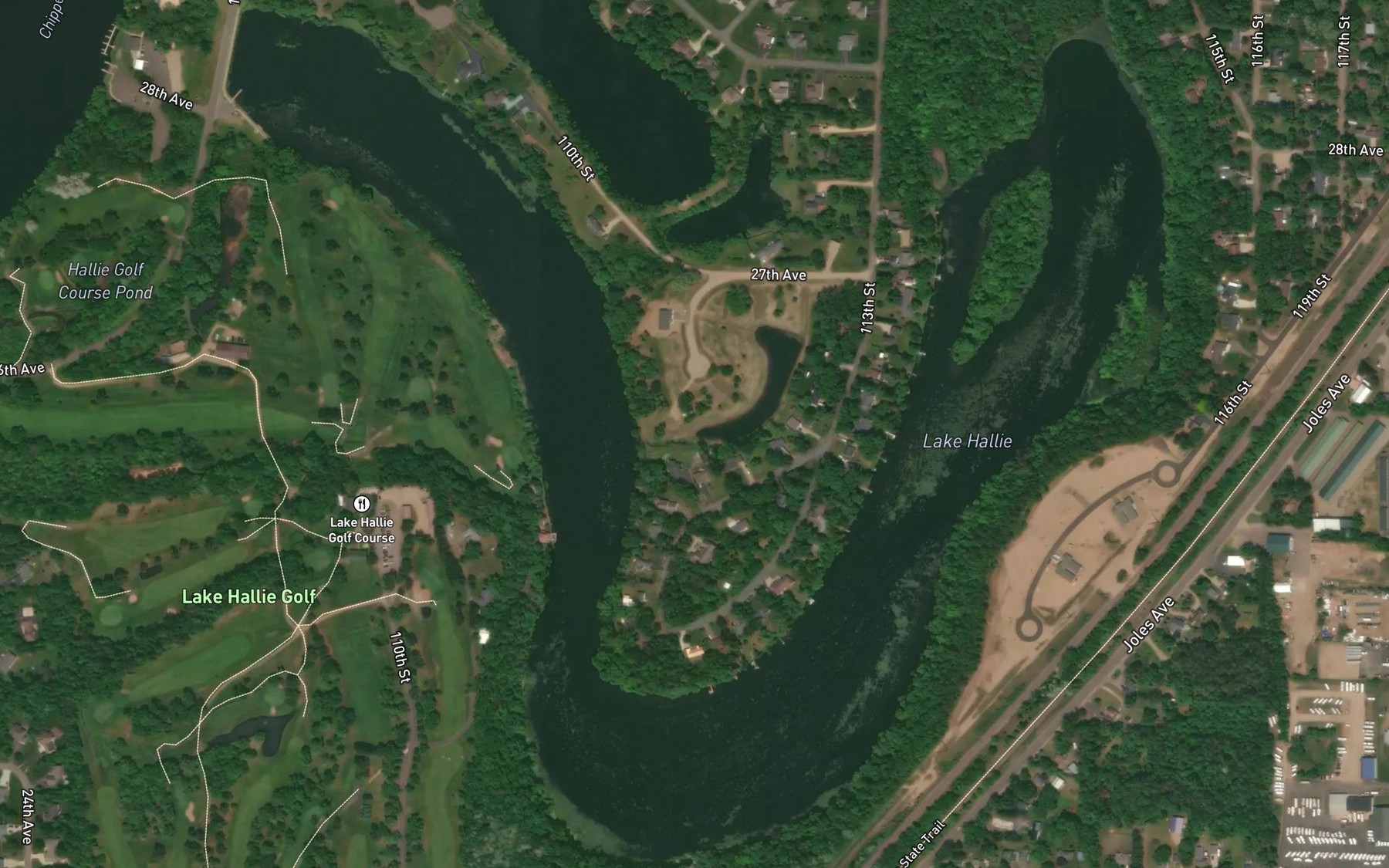 Satellite map of the Lake Hallie