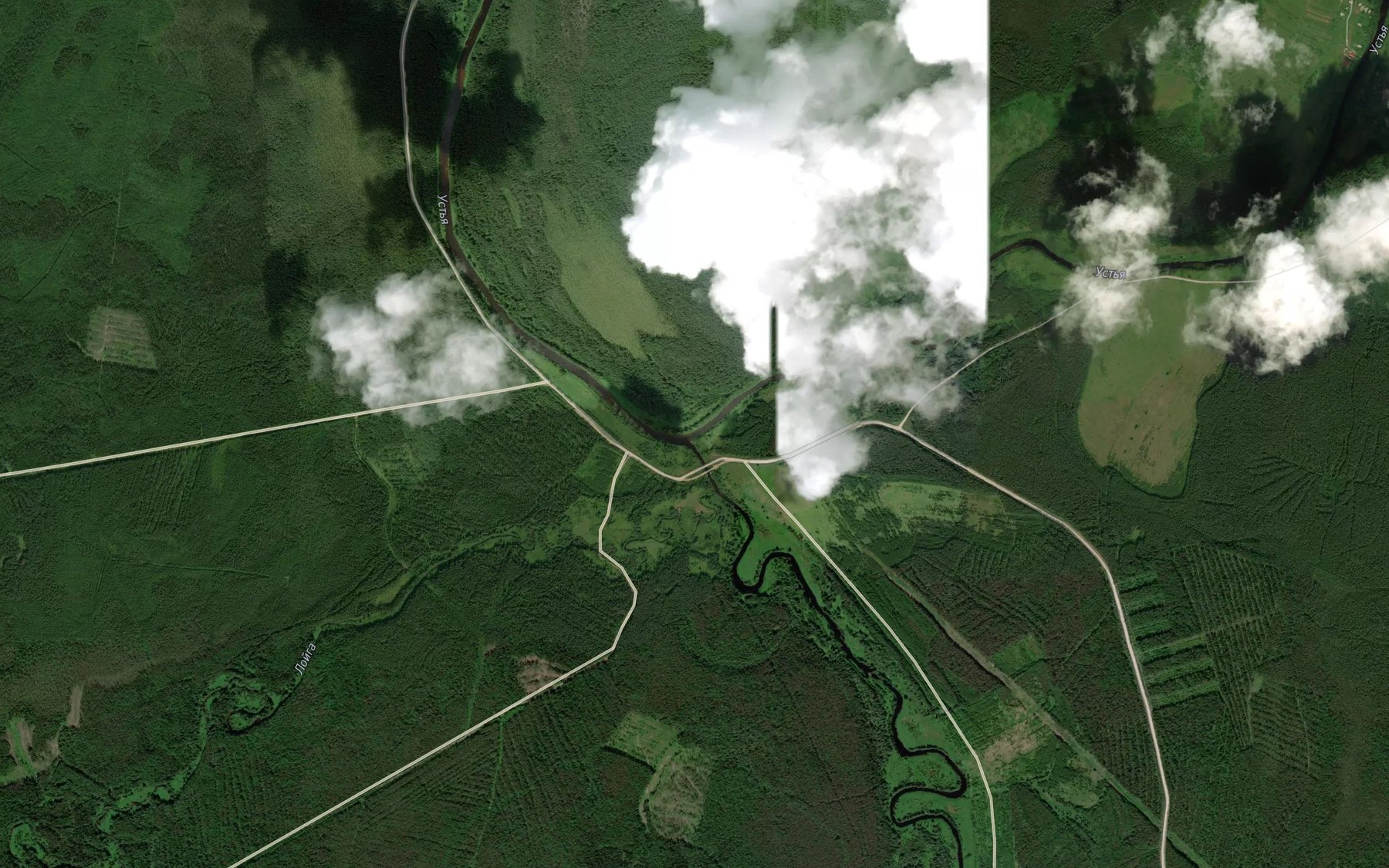 Satellite map of the Ust'ya