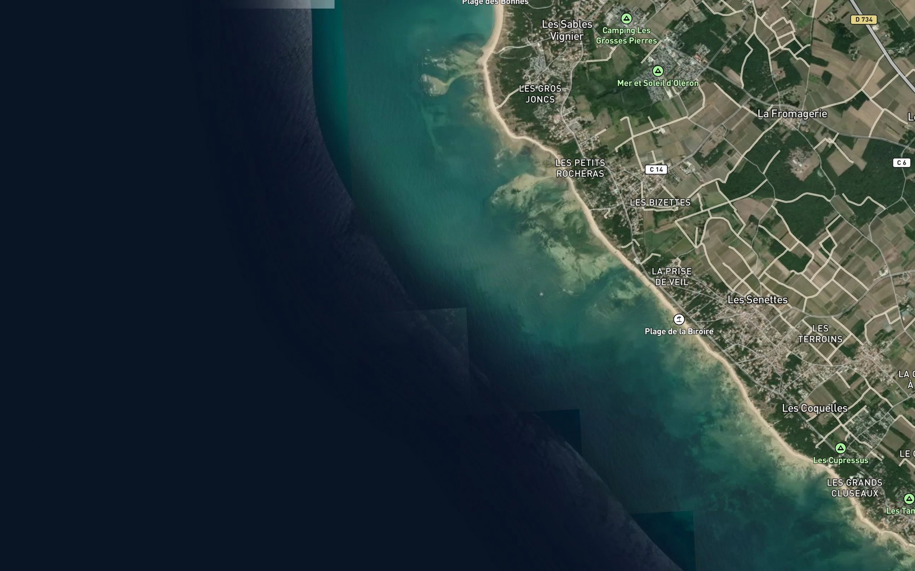 Satellite map of the Rocher Vert