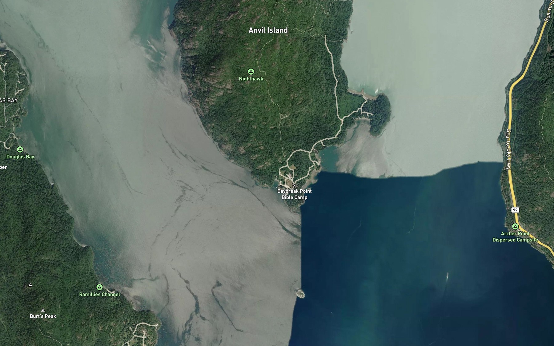 Satellite map of the Champside Creek