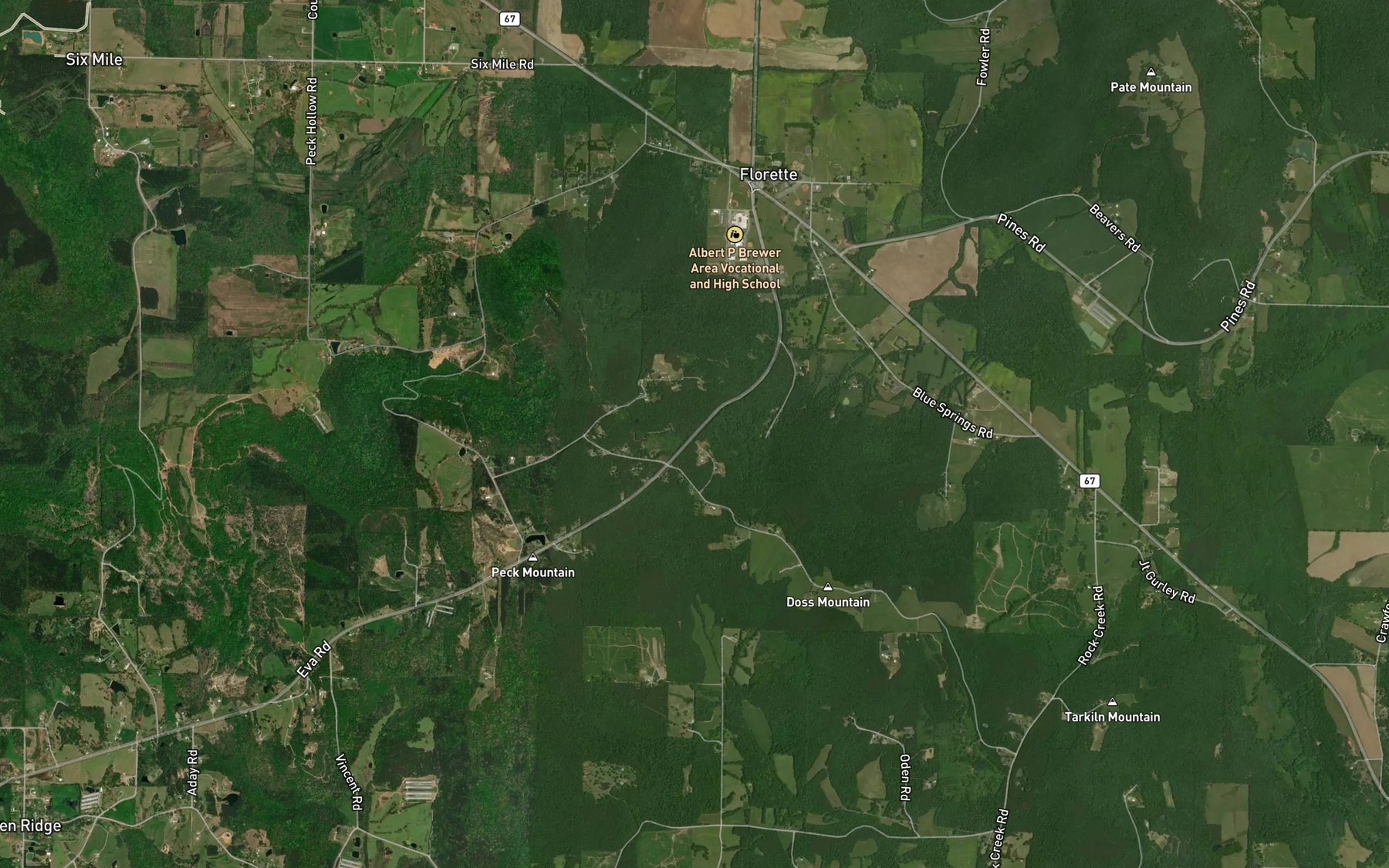 Satellite map of the Peck Mountain Spring