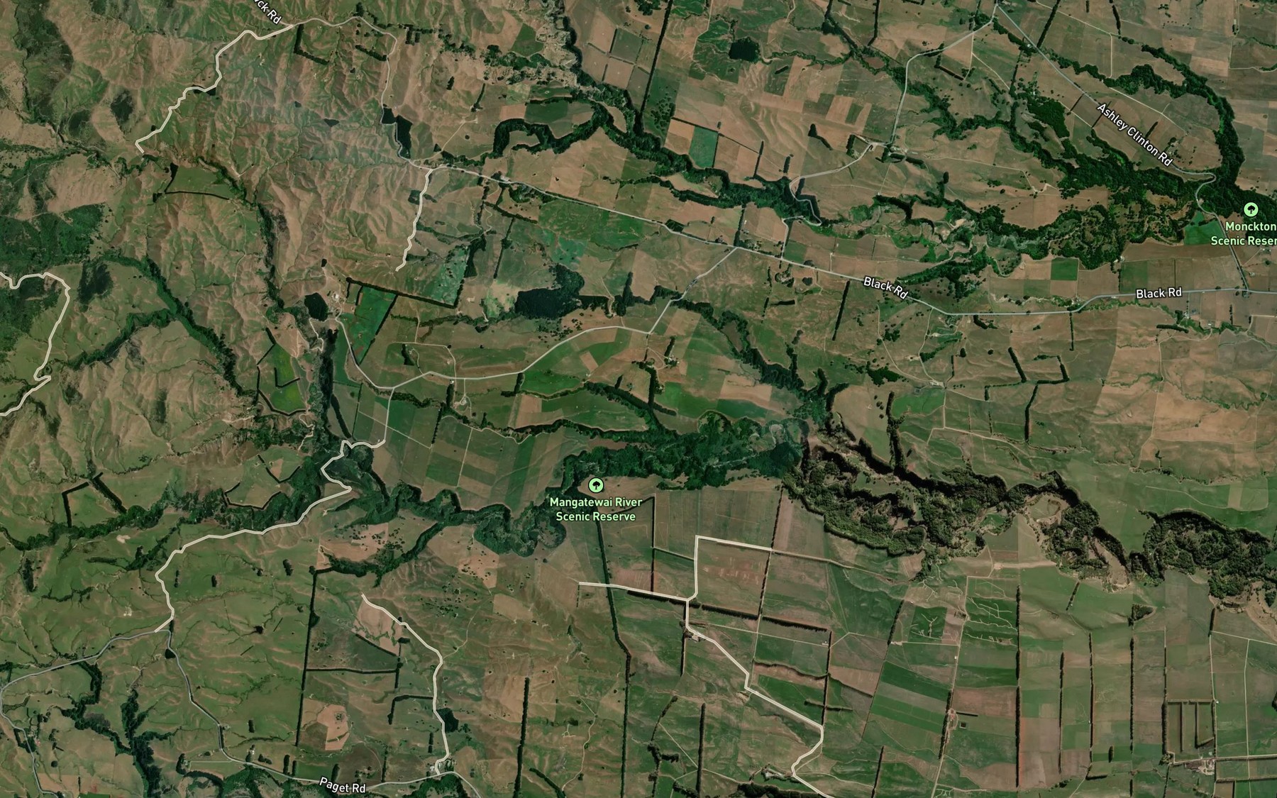 Satellite map of the Mangatewai River