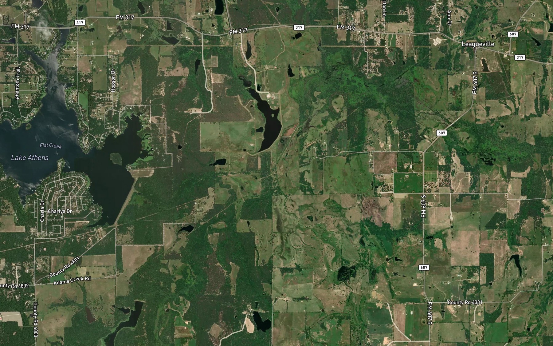 Satellite map of the Adams Creek