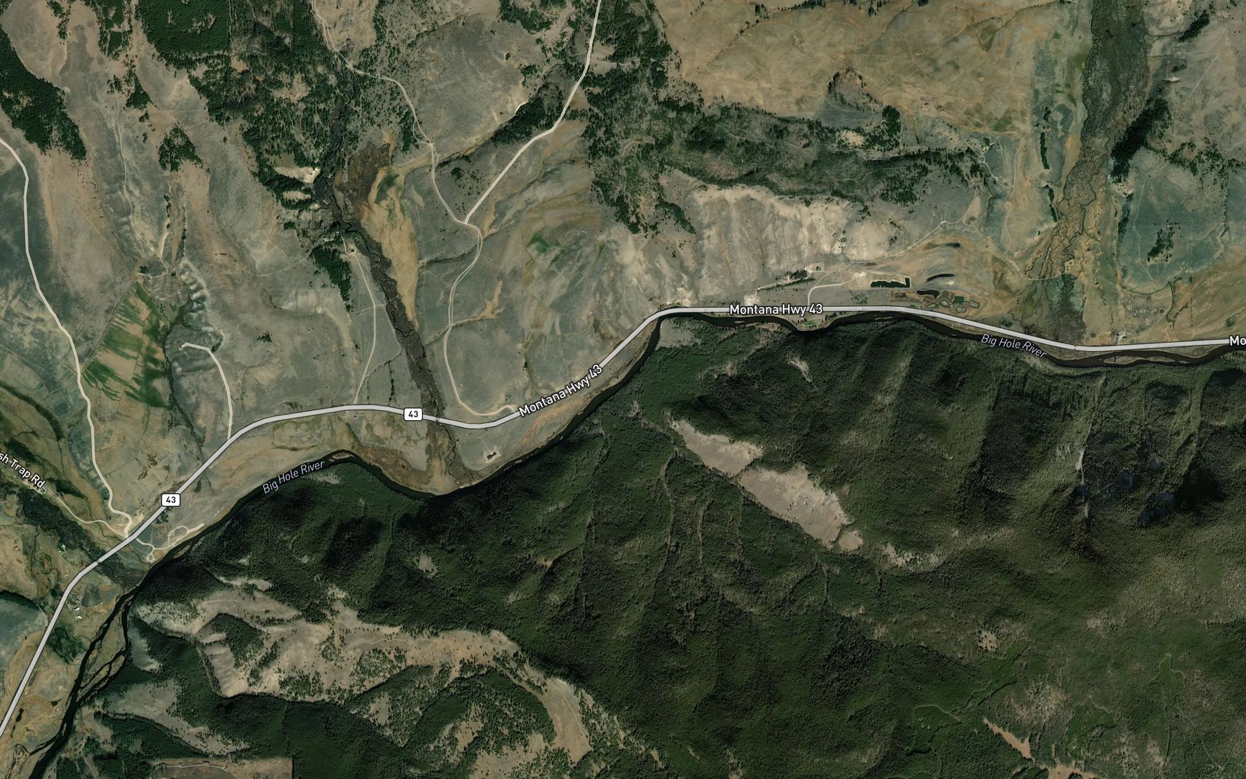 Satellite map of the Pony Creek