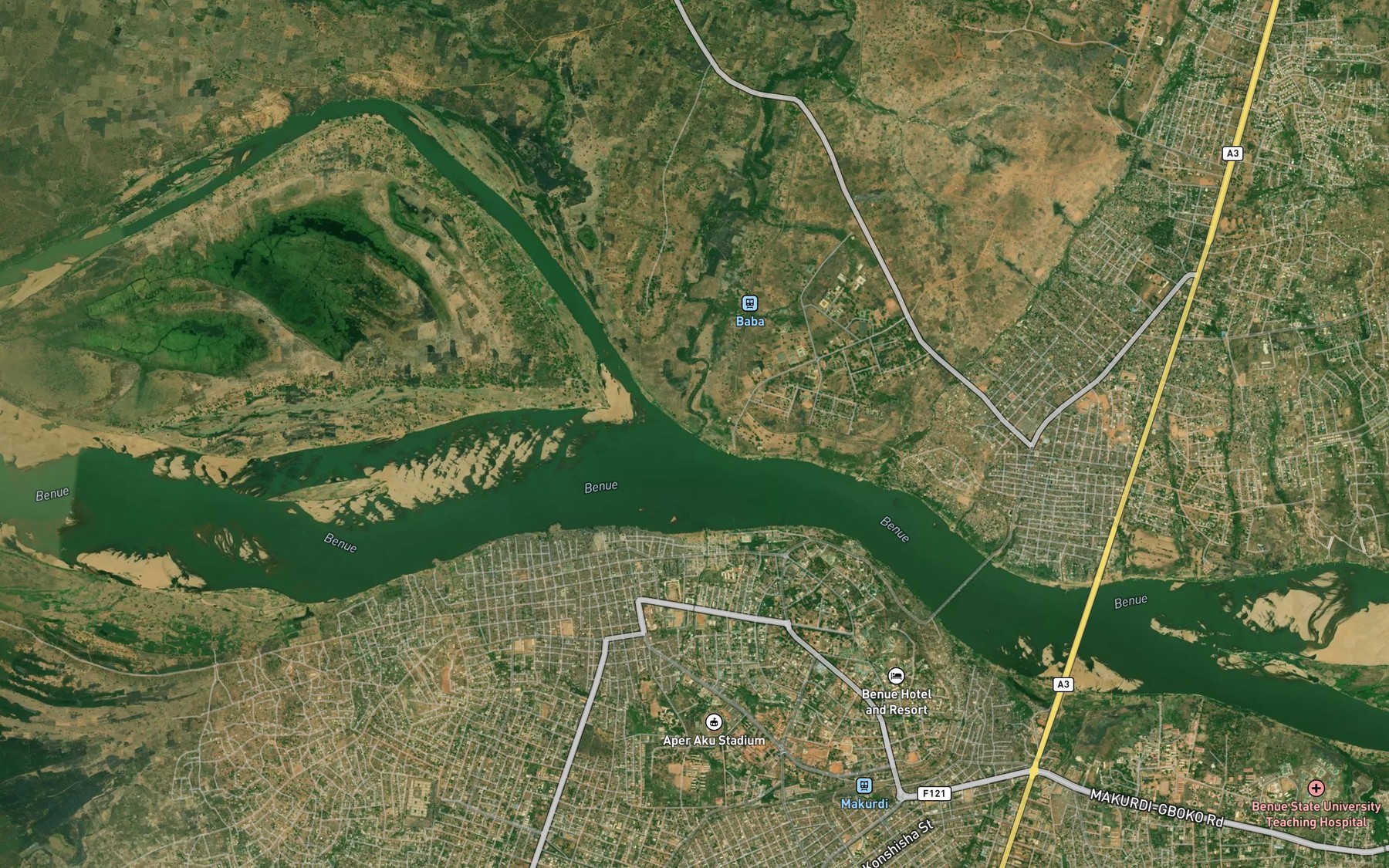 Satellite map of the River Kereke