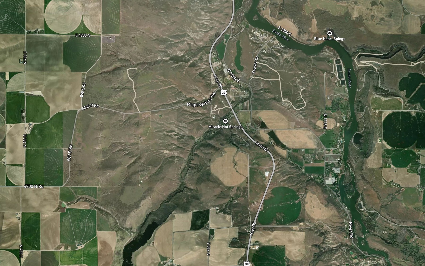 Satellite map of the Hot Sulphur Springs
