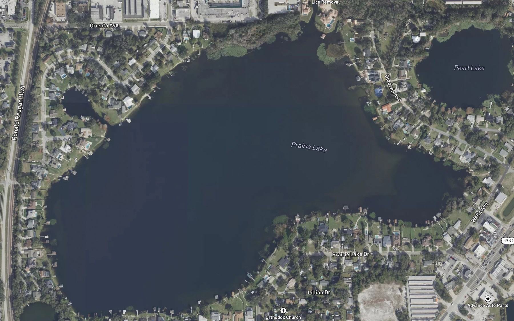 Satellite map of the Lake Prairie