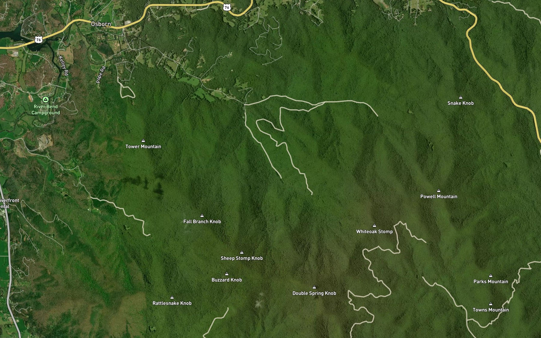 Satellite map of the Stroud Creek