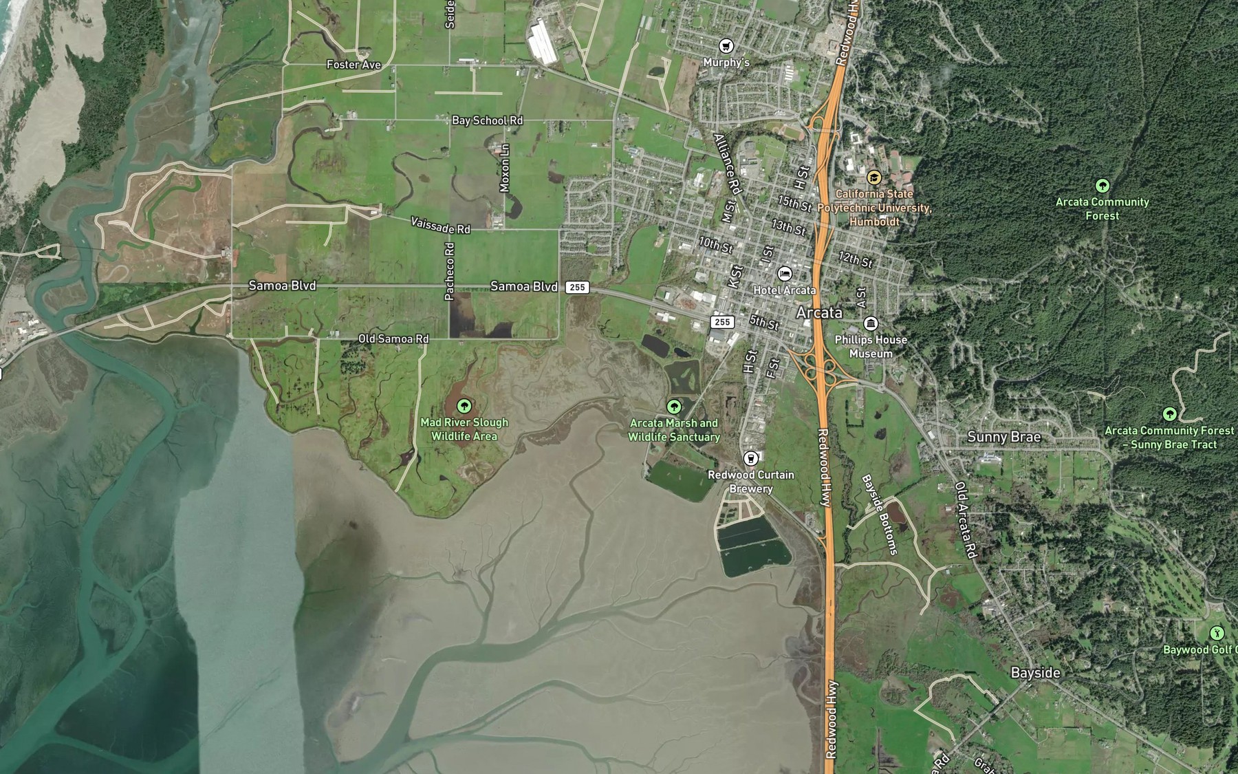 Satellite map of the McDaniel Slough