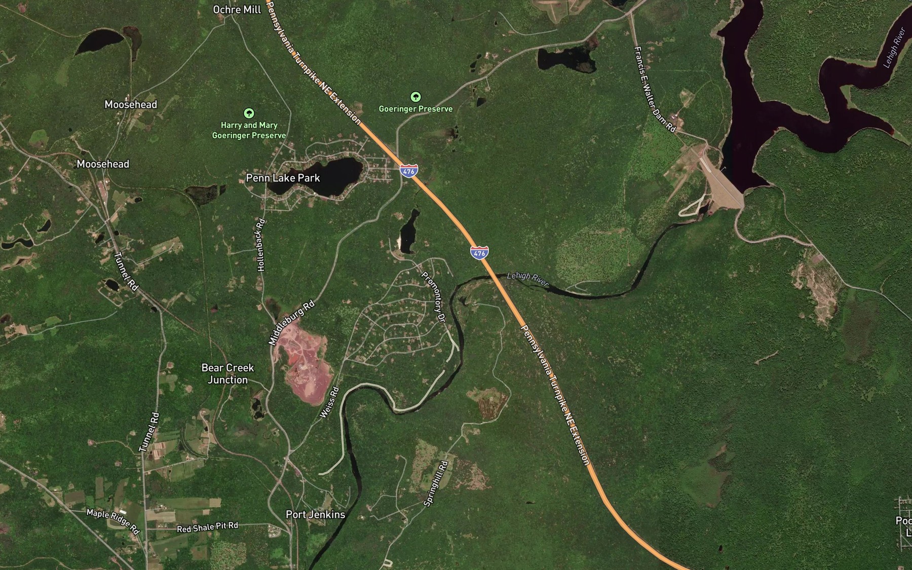 Satellite map of the Pine Creek