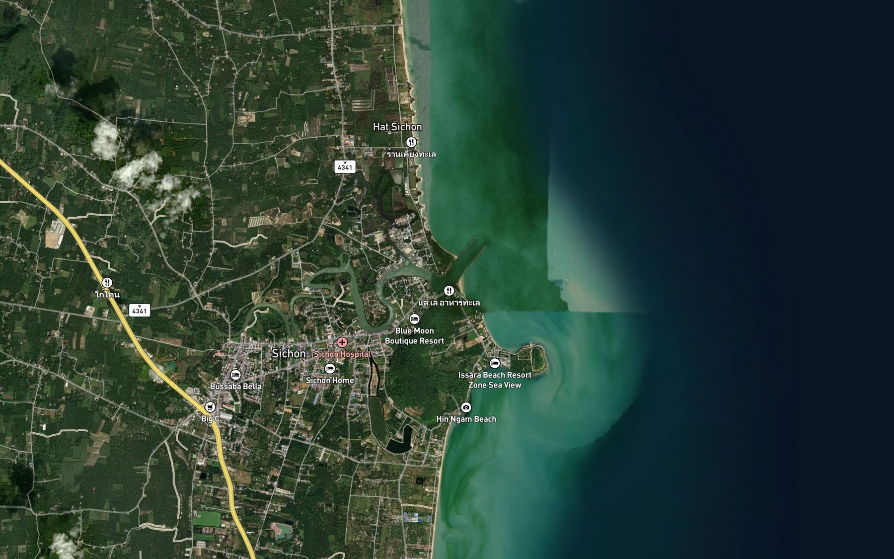 Satellite map of the Khlong Tha Ruea Ri