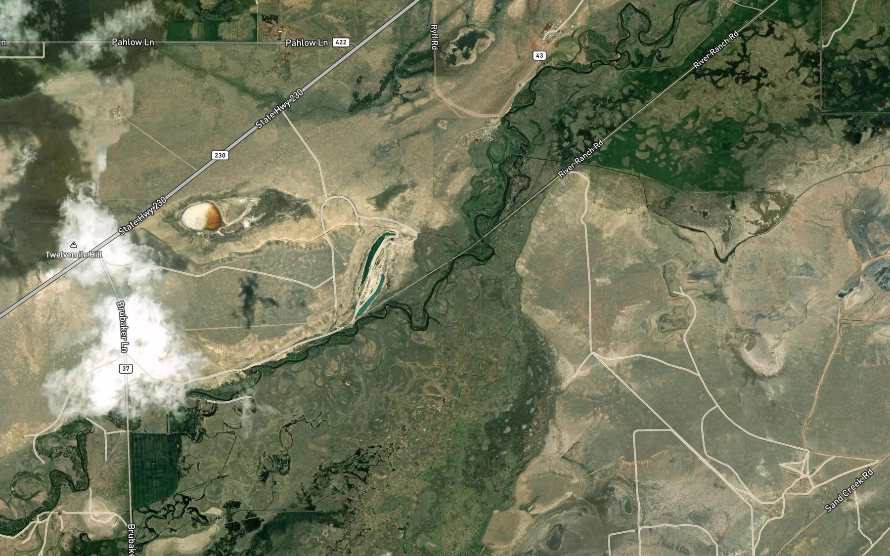 Satellite map of the Sand Creek