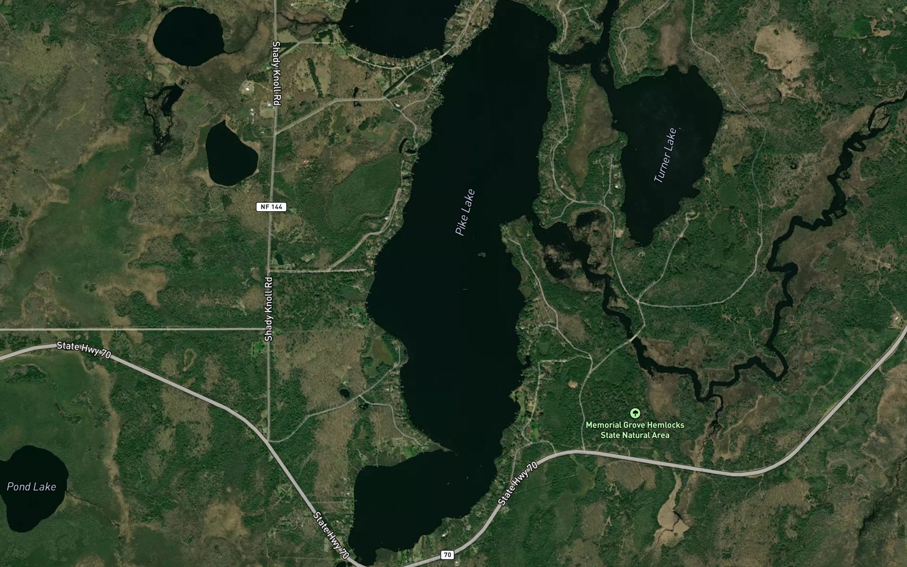Satellite map of the Pike Lake