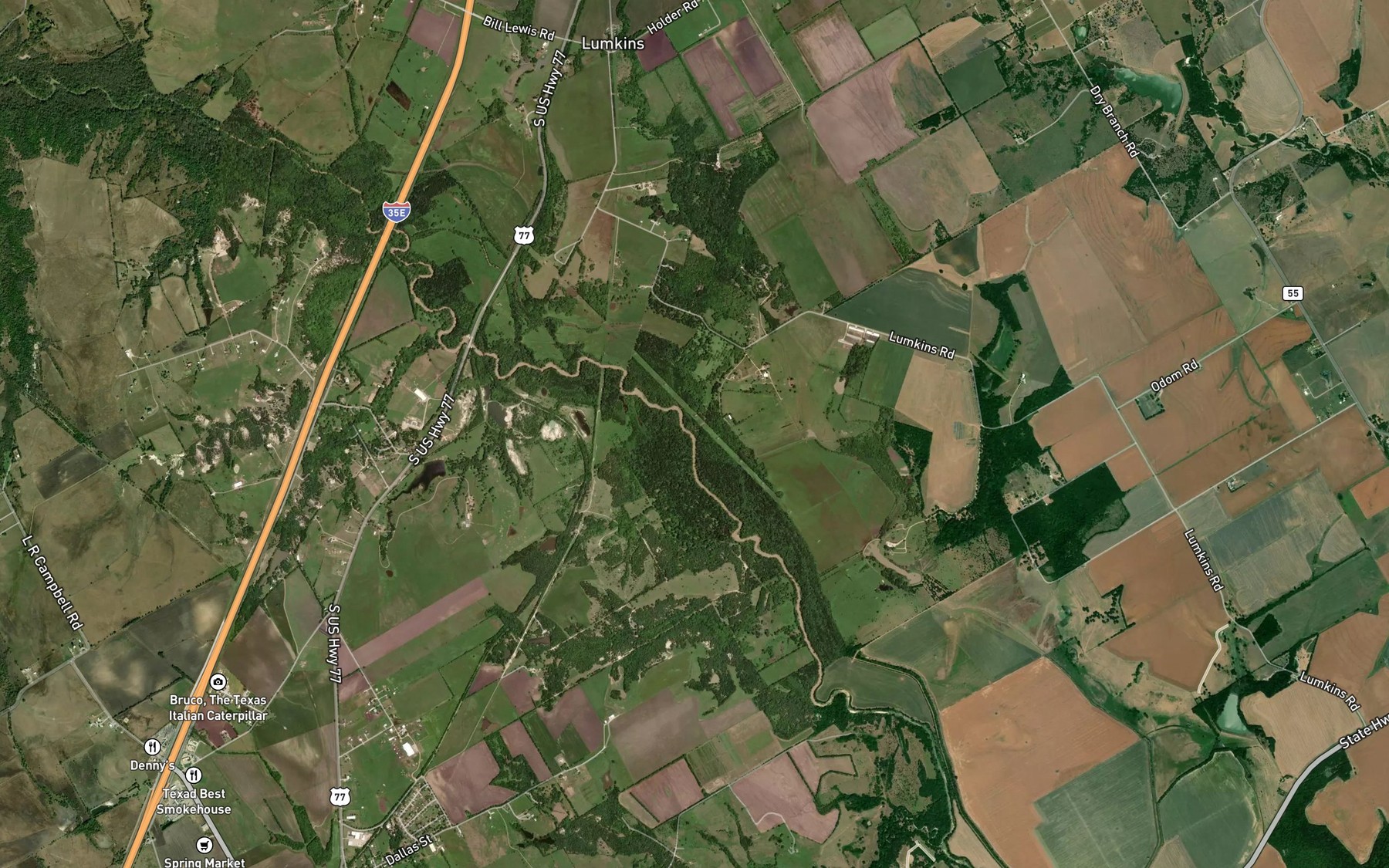 Satellite map of the Mill Branch