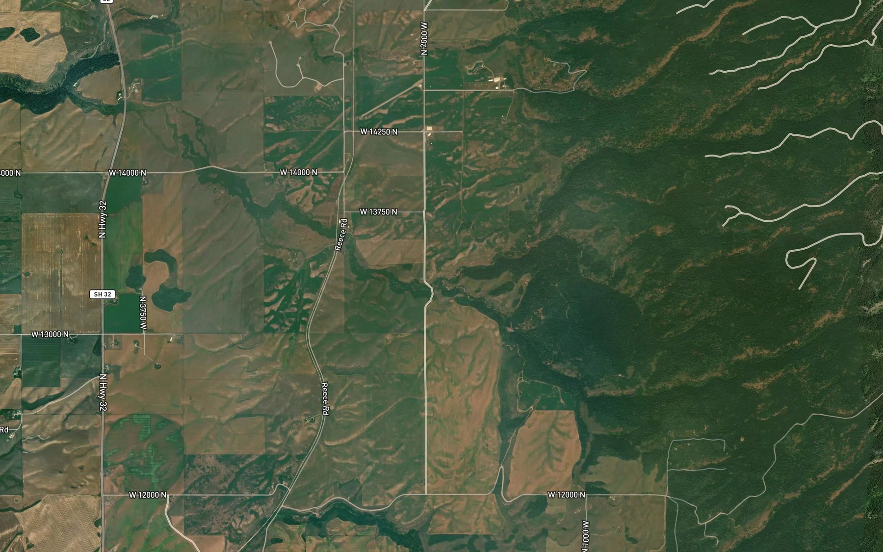 Satellite map of the Tepee Creek