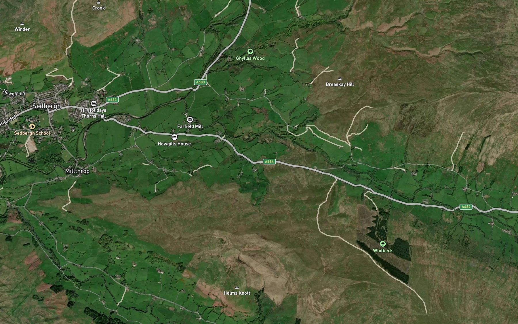 Satellite map of the Clough River
