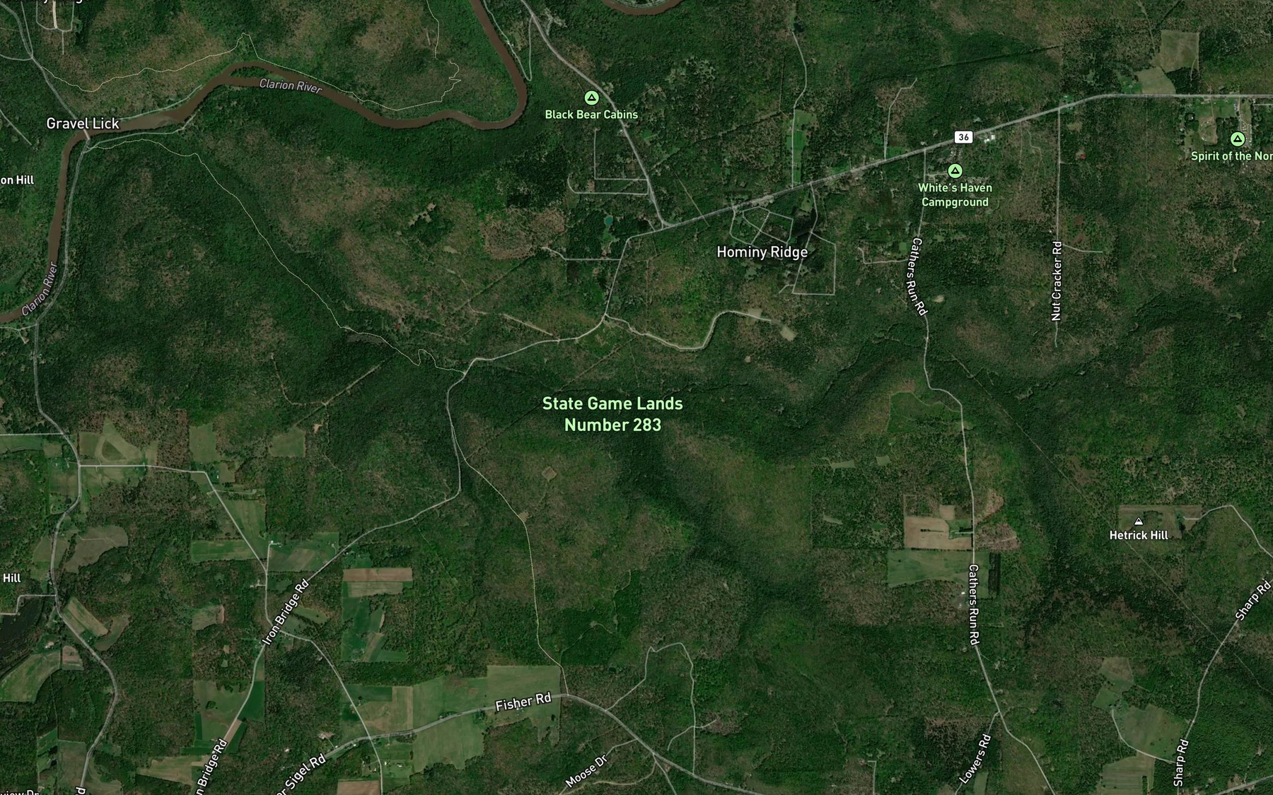 Satellite map of the Kahle Run