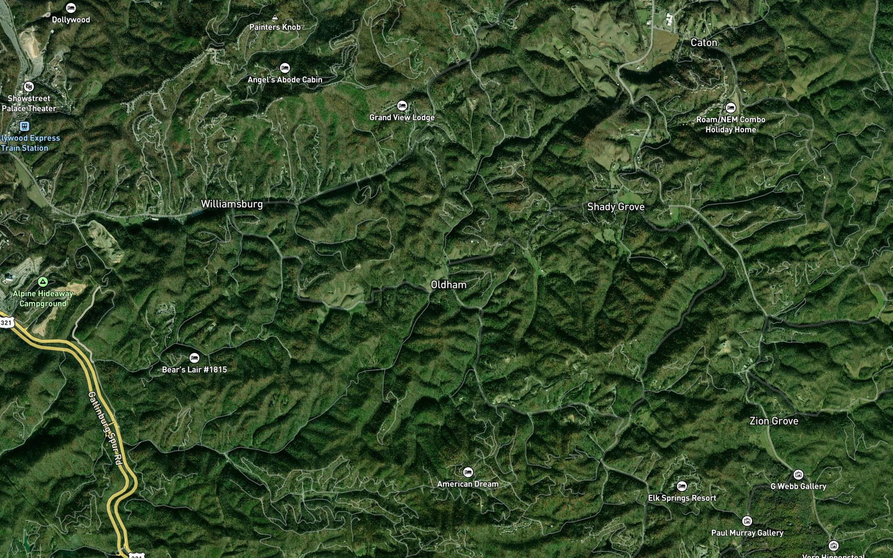 Satellite map of the Wilson Branch