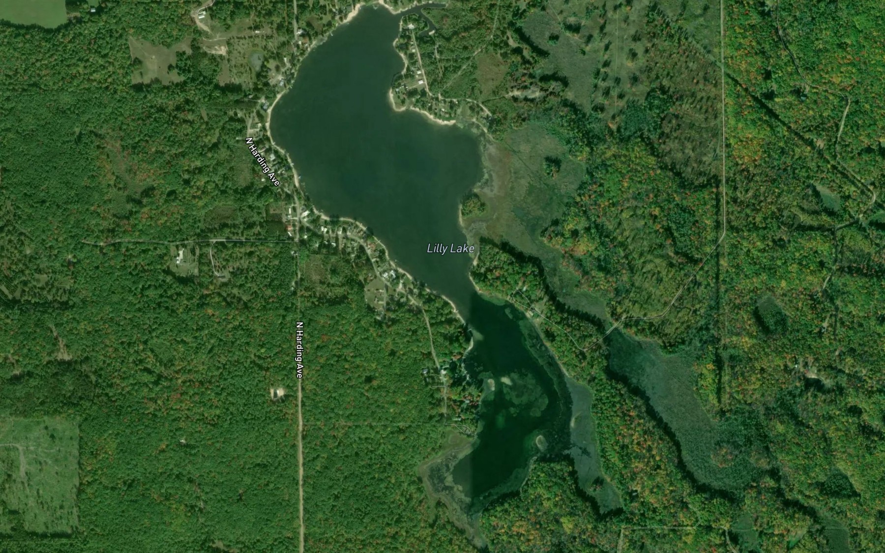 Satellite map of the Lily Lake