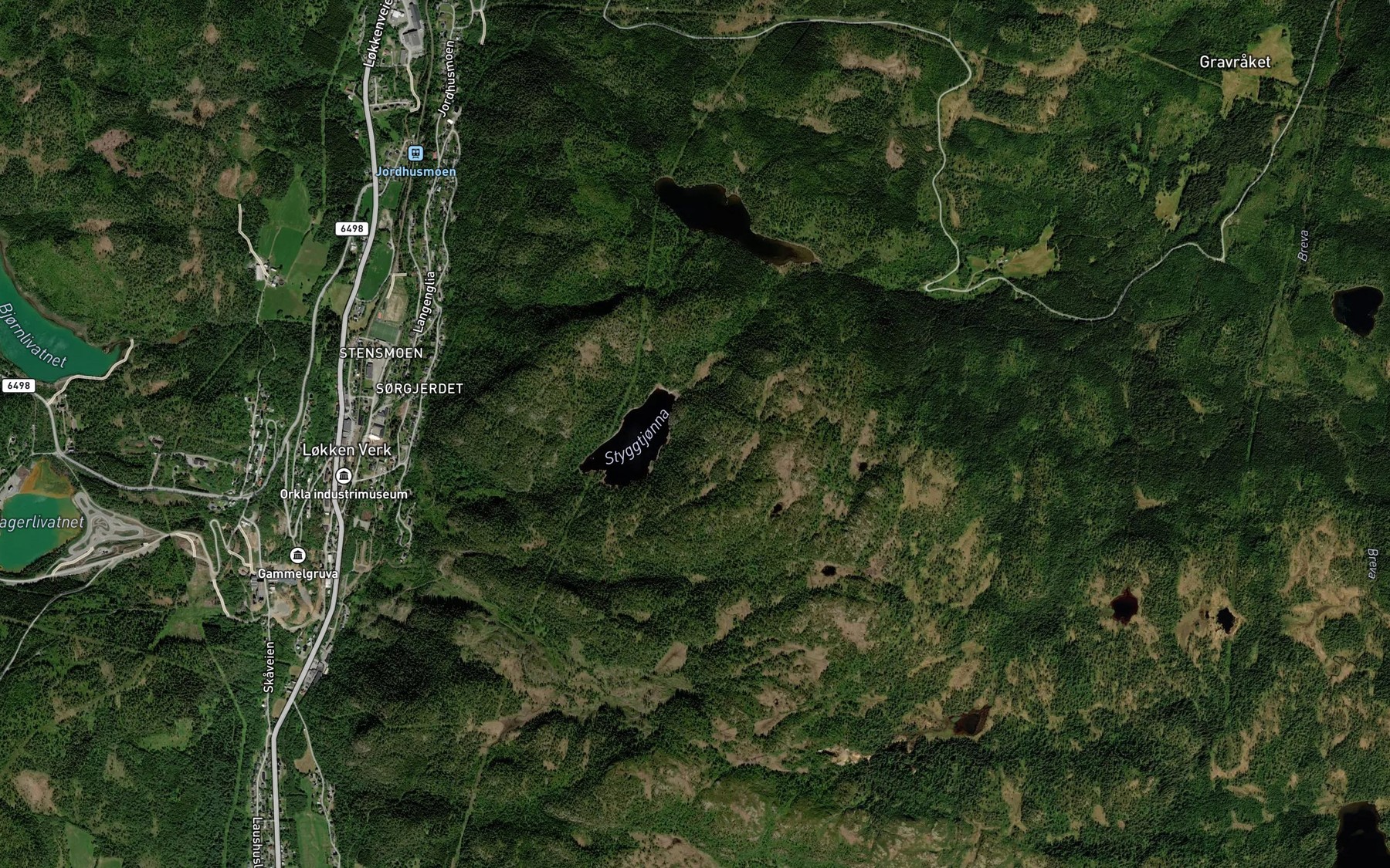 Satellite map of the Styggtjorna