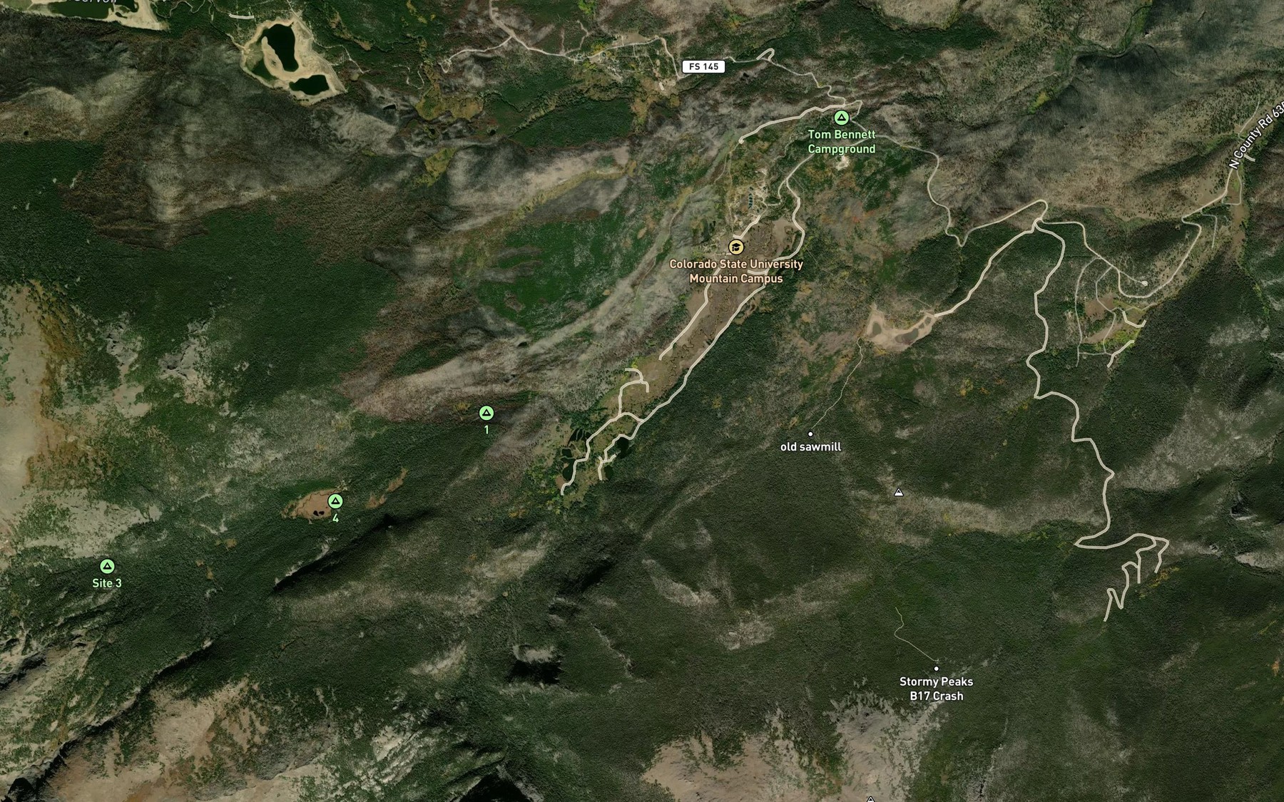 Satellite map of the Fall Creek