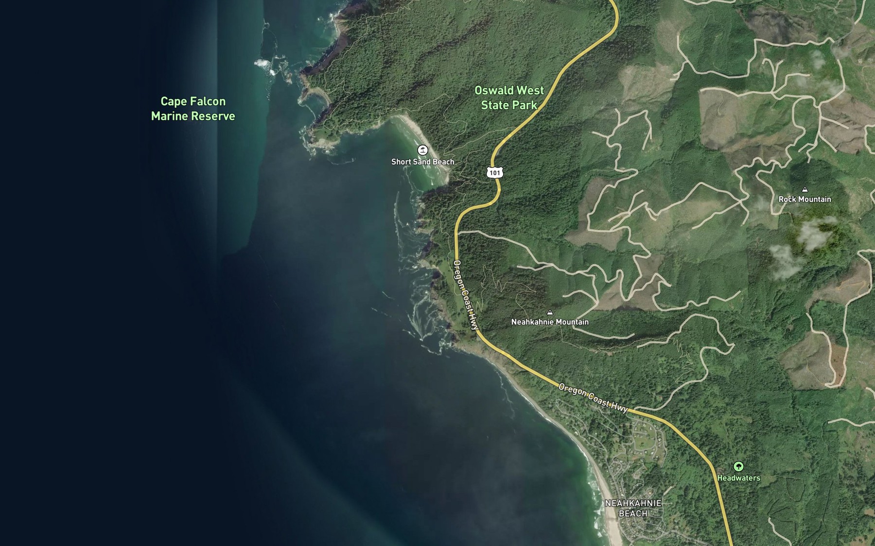 Satellite map of the Treasure Cove
