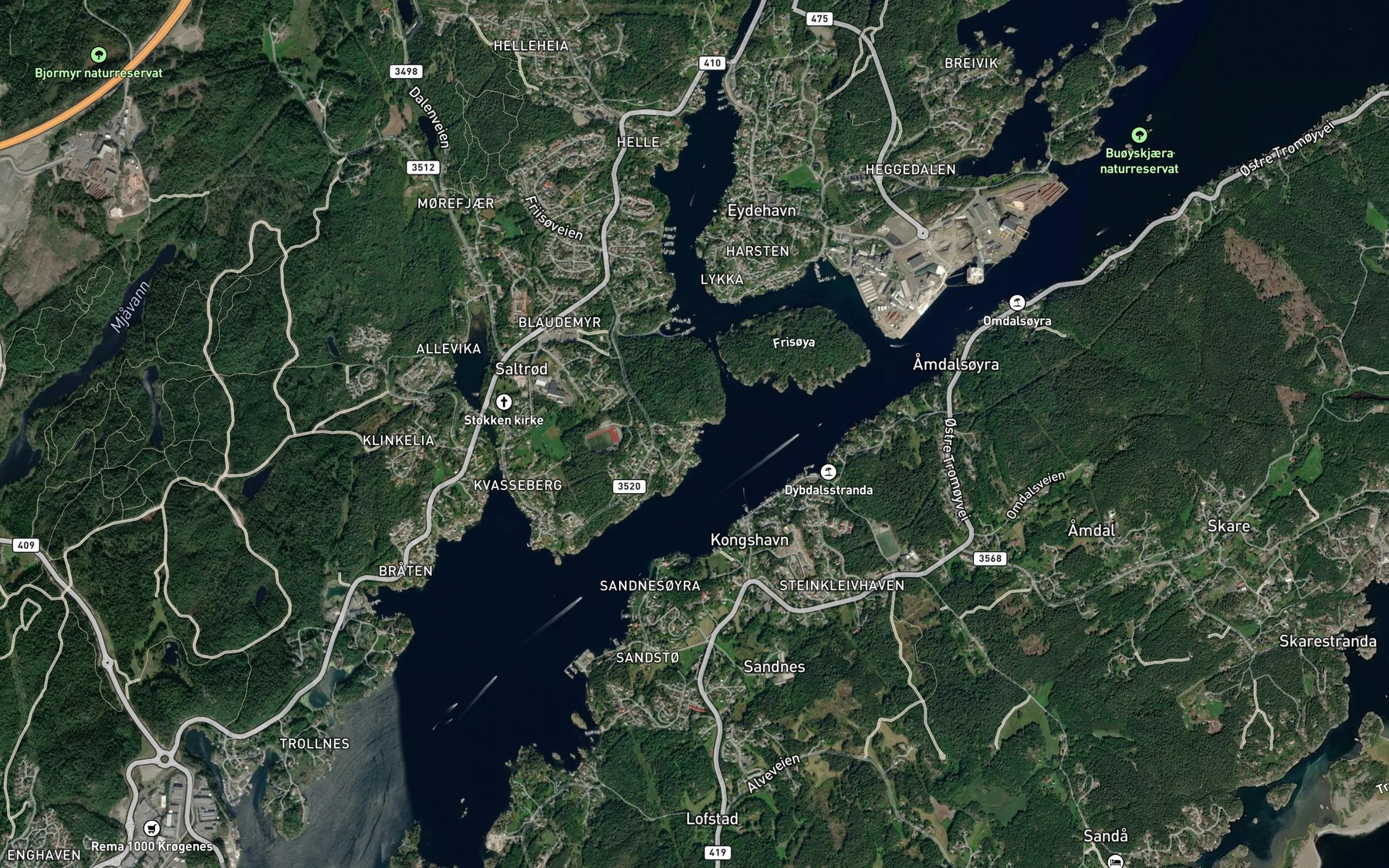 Satellite map of the Skipevik