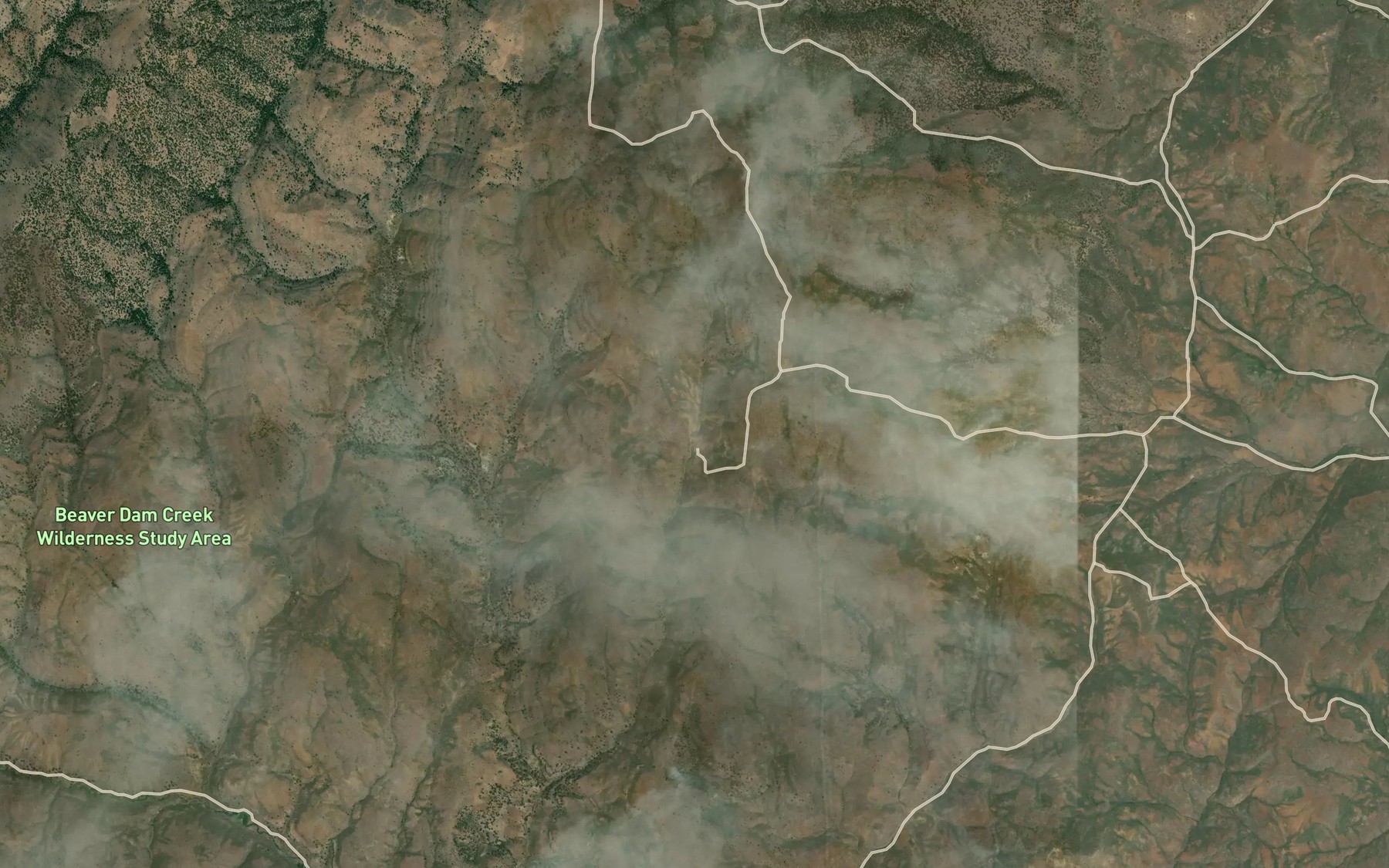 Satellite map of the Kitten Canyon Reservoir
