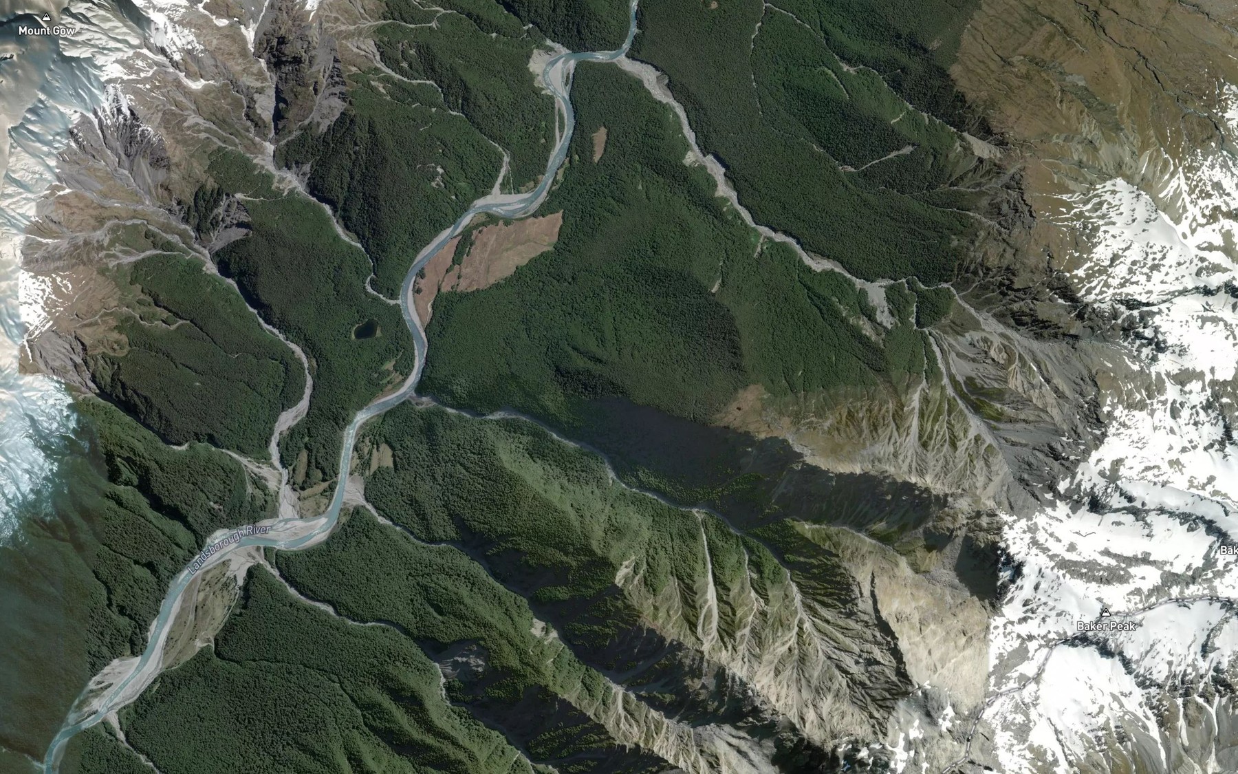 Satellite map of the Kea Stream
