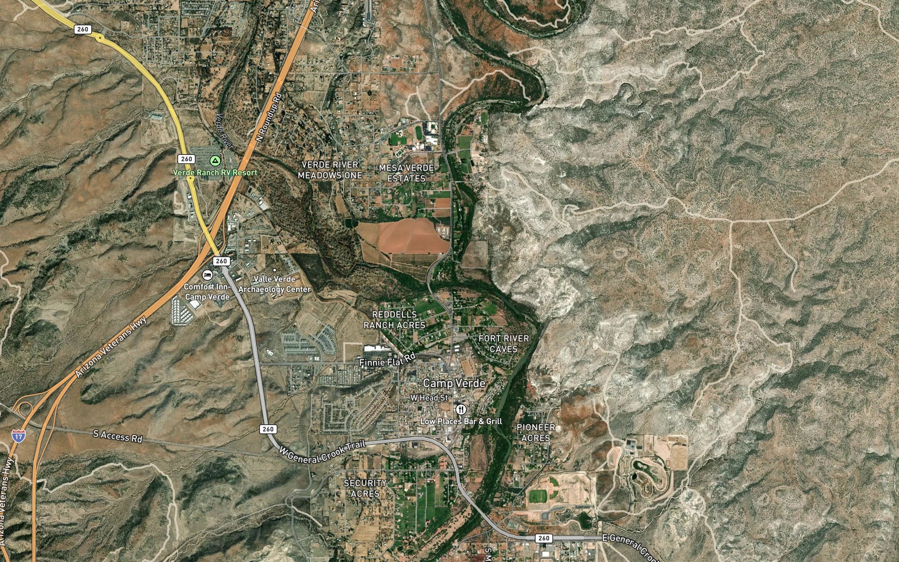 Satellite map of the Beaver Creek