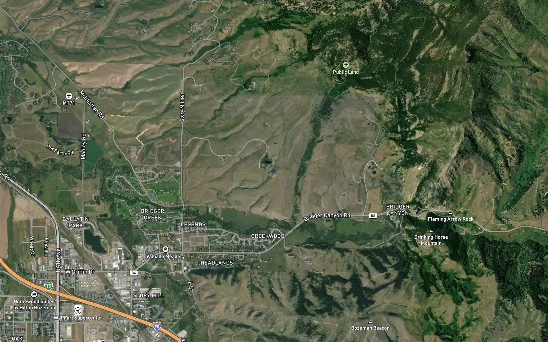 Satellite map of the Lyman Creek Reservoir