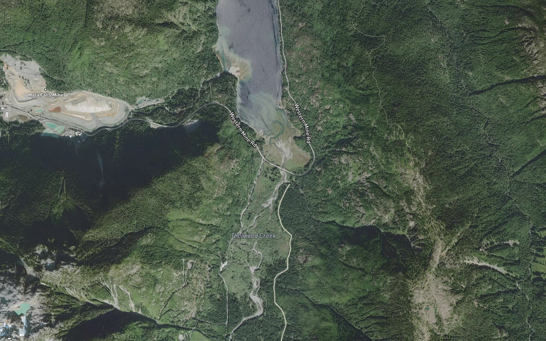 Satellite map of the Thelwood Creek