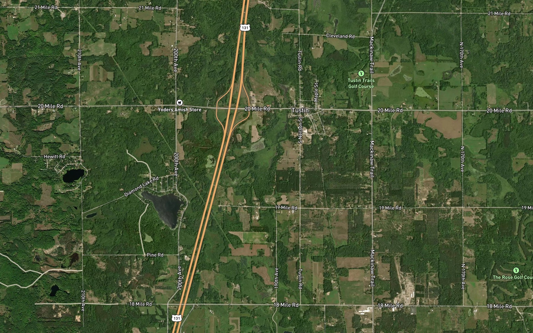 Satellite map of the Diamond Lake Outlet Creek