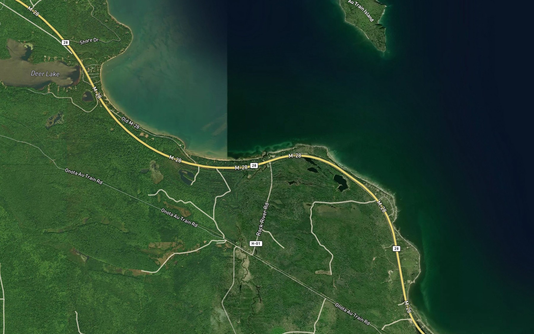 Satellite map of the Rock River