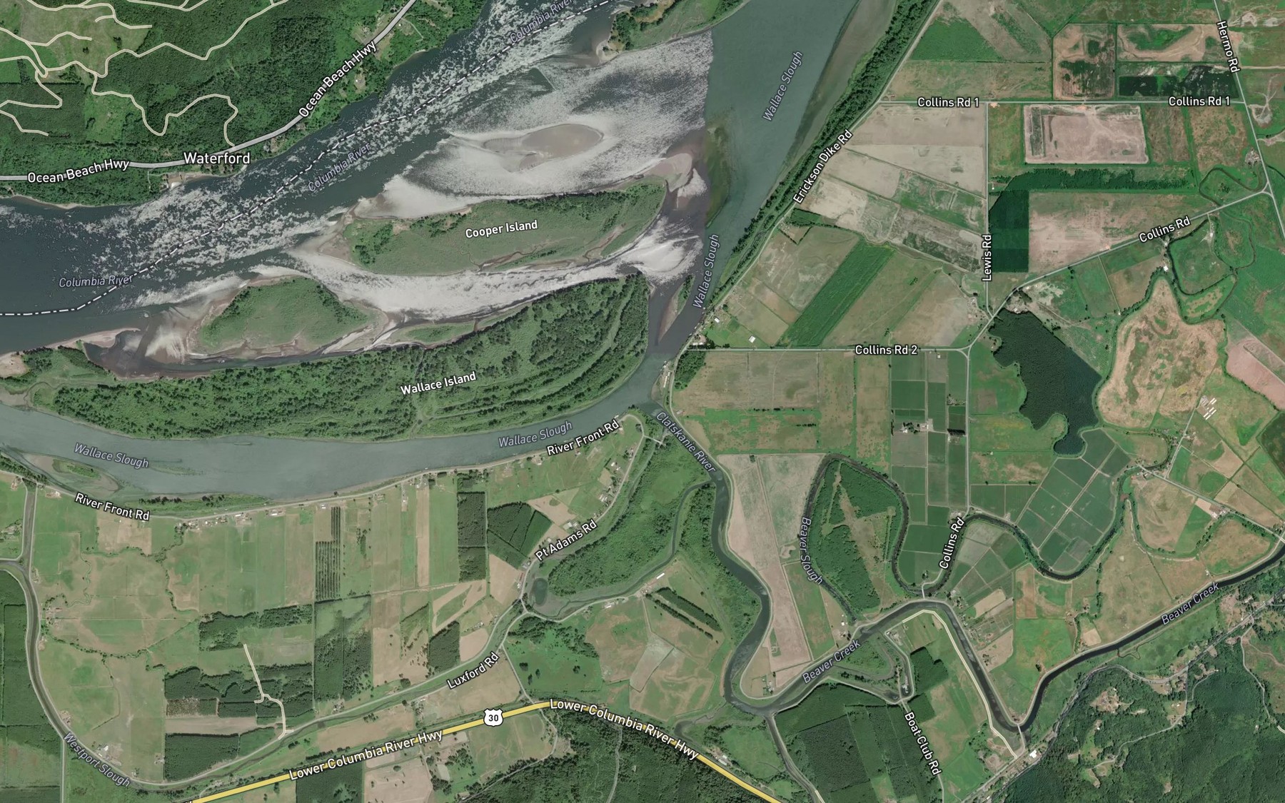 Satellite map of the Beaver Slough