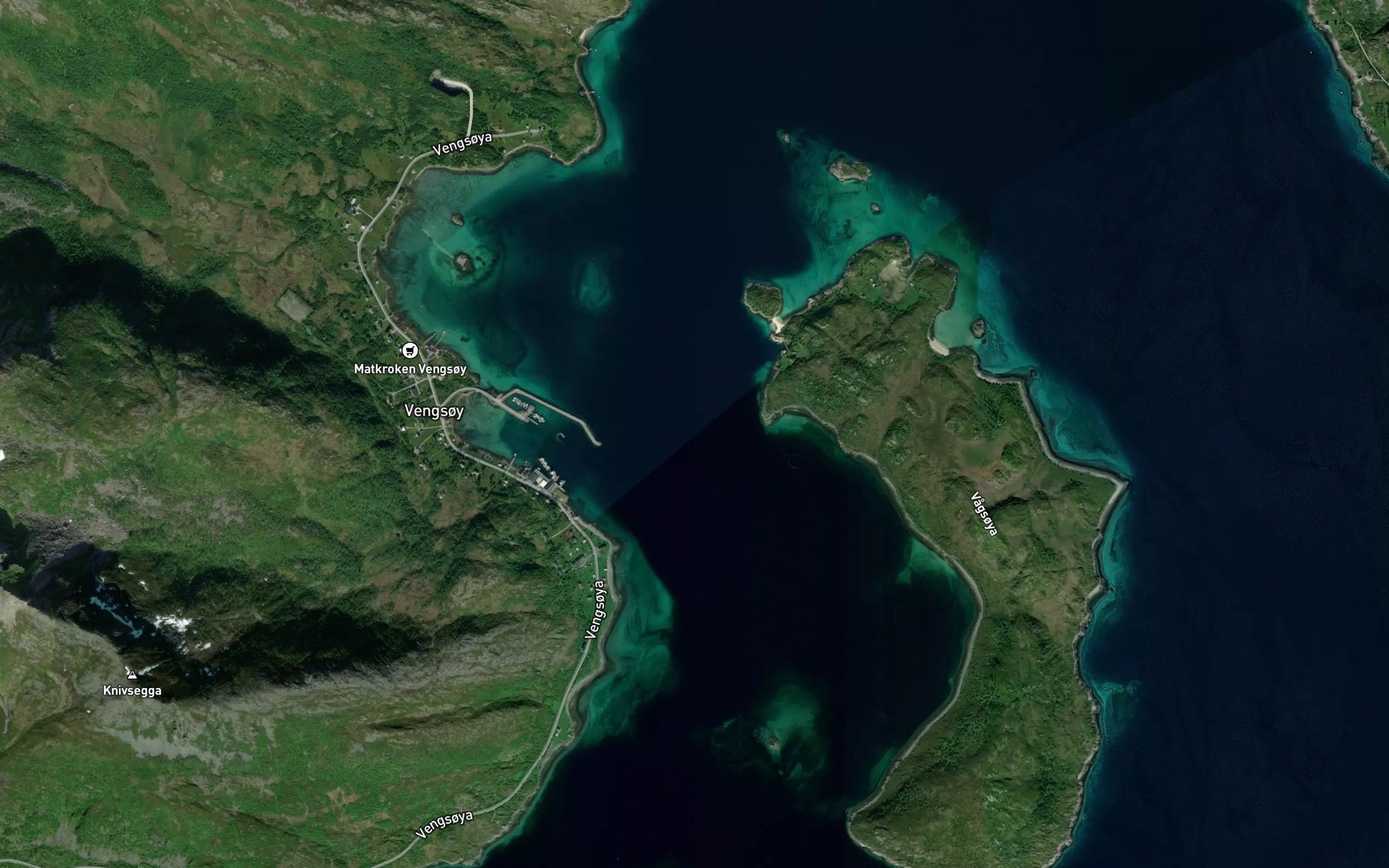 Satellite map of the Lille Vagsoysundet