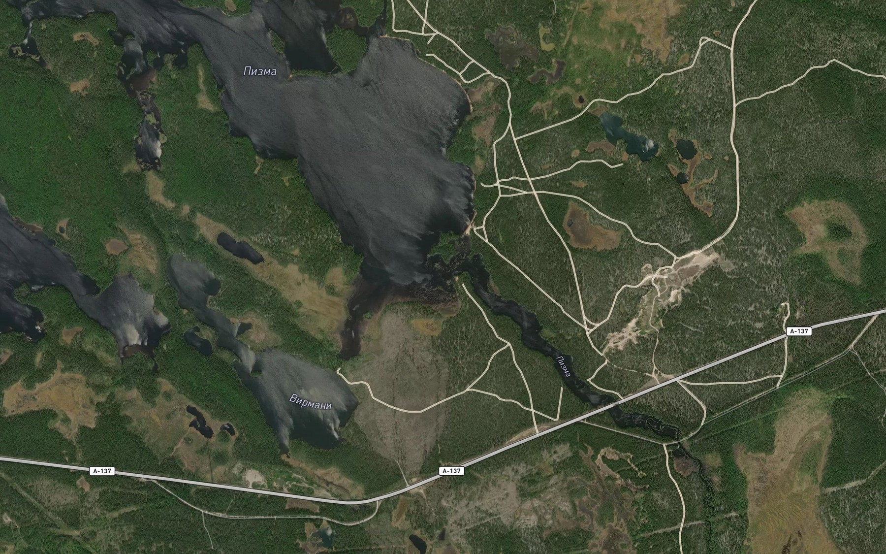 Satellite map of the Pizma