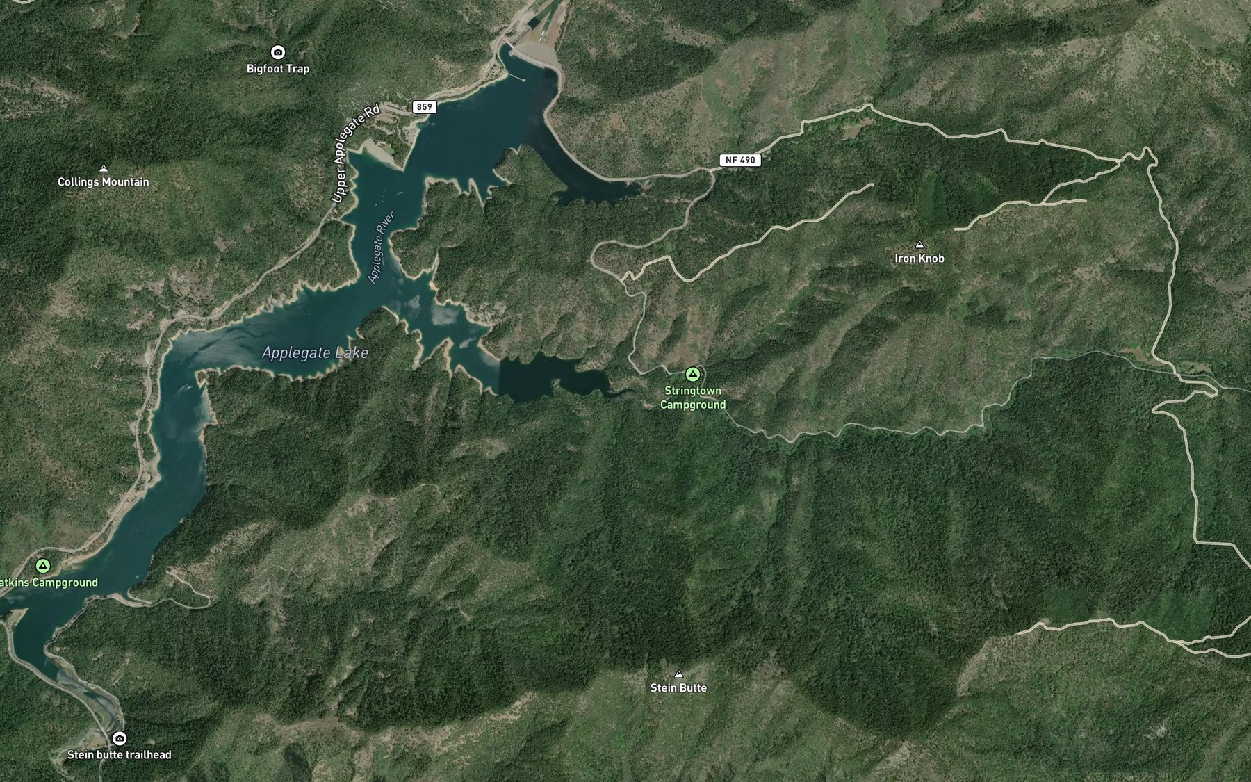 Satellite map of the Squaw Creek